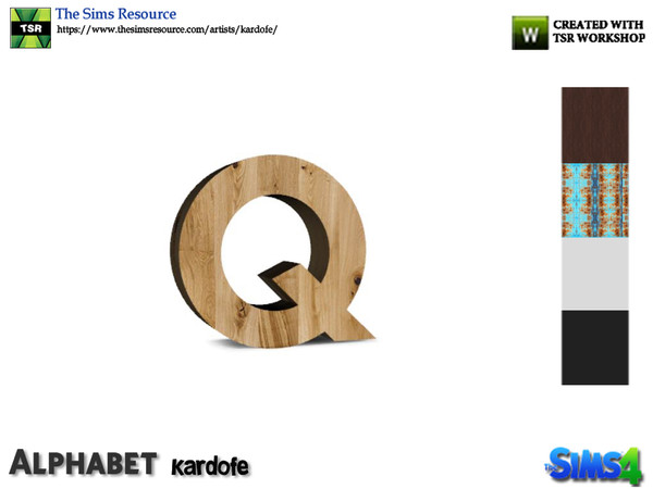 Sims 4 — kardofe_Alphabet_Q by kardofe — Letter Q, in five color options.you can change the size using the trick in the