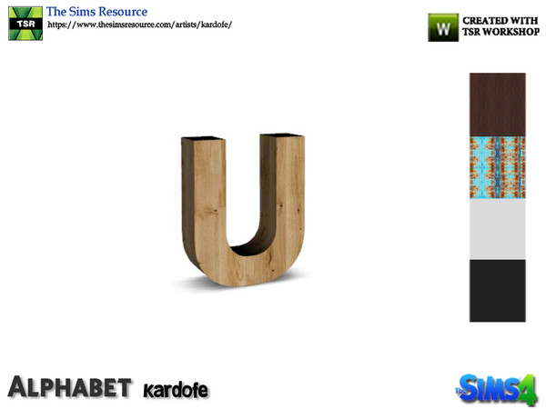 Sims 4 — kardofe_Alphabet_U by kardofe — Letter U, in five color options.you can change the size using the trick in the
