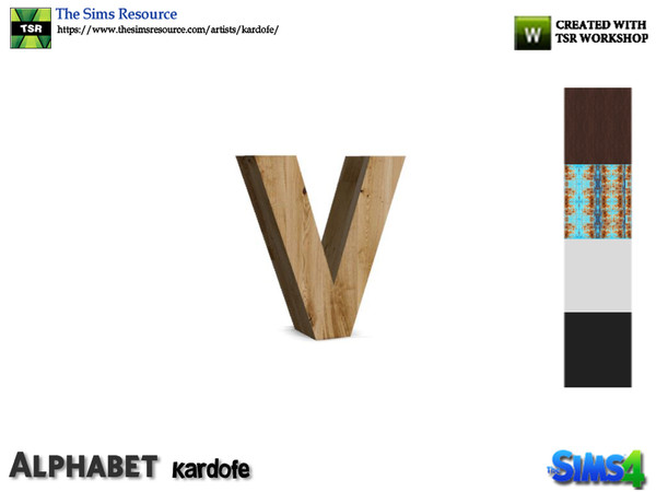 Sims 4 — kardofe_Alphabet_V by kardofe — Letter V, in five color options.you can change the size using the trick in the