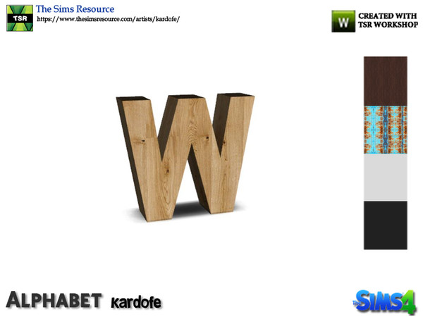 Sims 4 — kardofe_Alphabet_W by kardofe — Letter W, in five color options.you can change the size using the trick in the