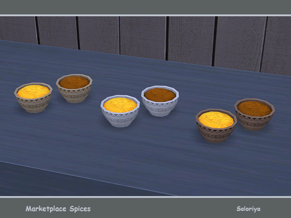 Sims 4 — Marketplace Spices. Bowl with Spices, v2 by soloriya — Small wooden bowl with spices. Part of Marketplace Spices