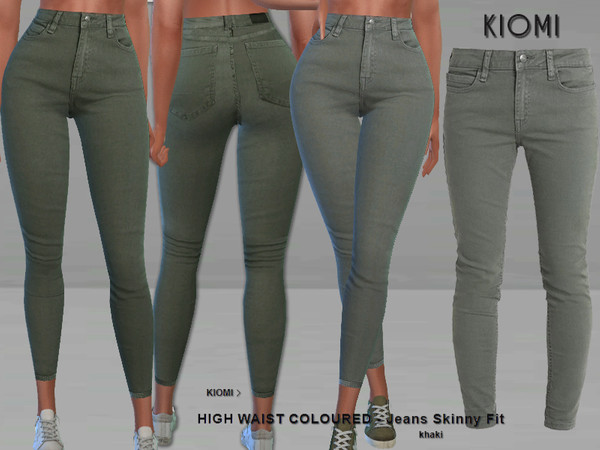 Sims 4 — Kiomi High Waisted Jeans Skinny Fit by Pinkzombiecupcakes — -Kiomi High Waisted Jeans Skinny Fit -4 colors -CAS