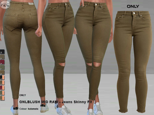 Sims 4 — Only-Blush Mid Raw Jeans Skinny Fit by Pinkzombiecupcakes — -Only Blush Mid Raw Jeans Skinny Fit -10 swatches,5
