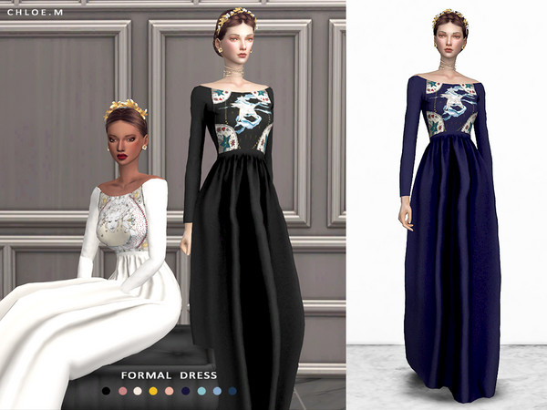 Sims 4 — ChloeM-Formal Dress by ChloeMMM — **9 colors ** New mesh by me. ** Recolor is allowed but PLEASE DO NOT include