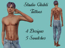 Sims 4 — Studio Ghibli Tattoo Set by cosmogyral — 4 Designs 5 Swatches