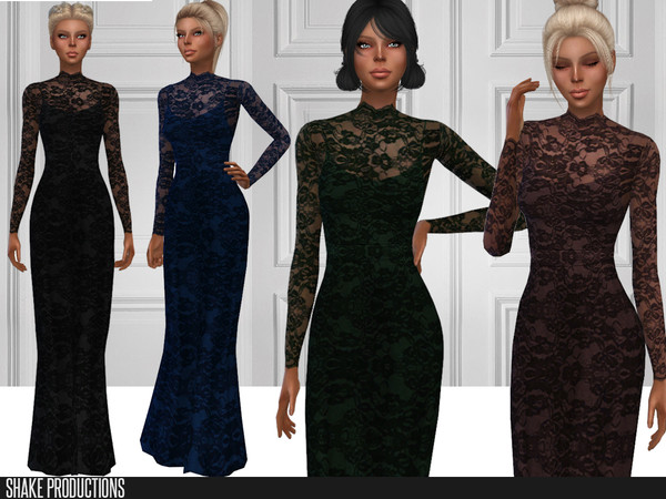 Sims 4 — ShakeProductions 246 - Gown by ShakeProductions — Gown Lace Details New Mesh All LODs 11 Colors 