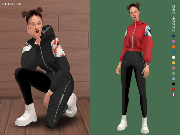 Sims 4 — ChloeM-Chic Hoodie Pure Color by ChloeMMM — **12 colors ** New mesh by me. ** Recolor is allowed but PLEASE DO