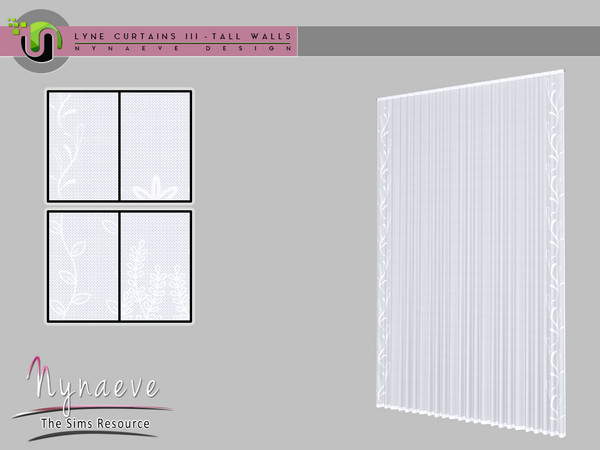 Sims 4 — Lyne Curtains III - Tall Sheers 3x1 by NynaeveDesign — Lyne Curtains III - Tall Sheers 3x1 Located in Decor -