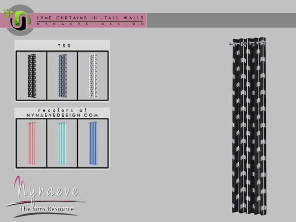 Sims 4 — Lyne Curtains III - Tall Curtains 1x1 Left by NynaeveDesign — Lyne Curtains III - Tall Curtains 1x1 Left Located
