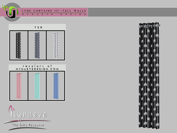 Sims 4 — Lyne Curtains III - Tall Curtains 1x1 Right by NynaeveDesign — Lyne Curtains III - Tall Curtains 1x1 Right