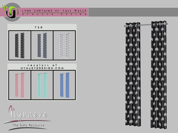 Sims 4 — Lyne Curtains III - Tall Curtains 2x1 by NynaeveDesign — Lyne Curtains III - Tall Curtains 2x1 Located in Decor