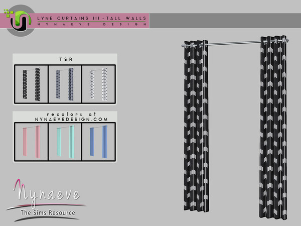 Sims 4 — Lyne Curtains III - Tall Curtains 3x1 by NynaeveDesign — Lyne Curtains III - Tall Curtains 3x1 Located in Decor