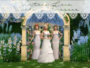 Sims 4 — Vintage Lace Wedding Dresses by Green_Girly1002 — 3 beautiful wedding gowns, all vintage lace. Mermaid, sheath,