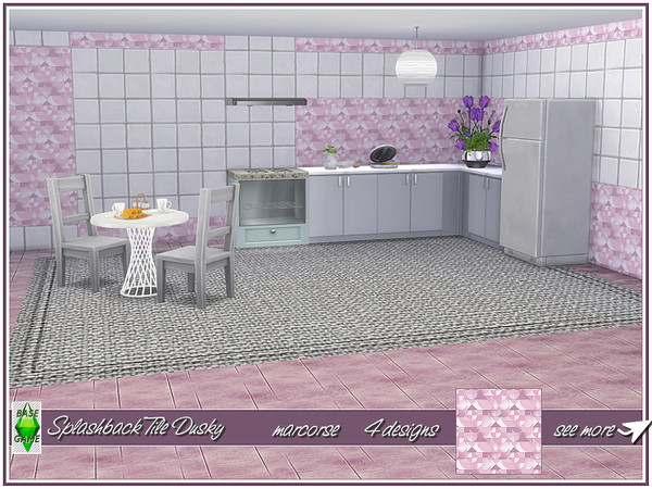 Sims 4 — Splashback Tile Dusky_marcorse by marcorse — Part 4 of a 5-part set, based on a dusky pink toned, abstract