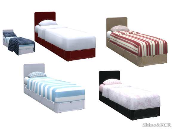 Sims 4 — Loved Things - Single Bed by ShinoKCR — This Set is actually built around the special Dresser and the Daybed.