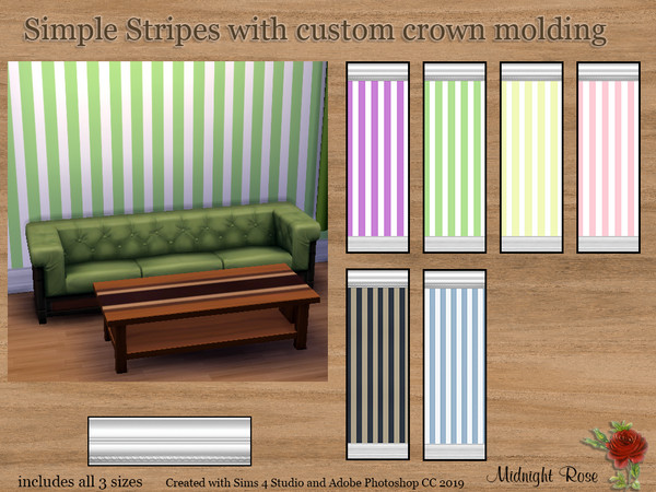 Sims 4 — Simple Stripes by MidnightRose — As the name implies, these are simple strip wallpapers in various colors. A