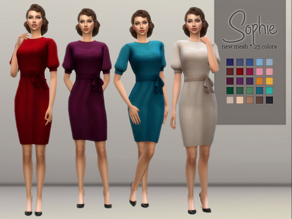 Sims 4 — Sophie Dress by Sifix2 — - Base game compatible - New mesh - 25 colors Thanks to all the CC creators whose work