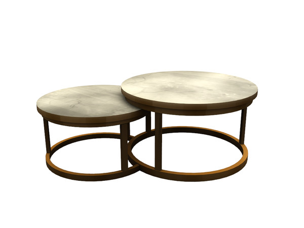 Sims 4 — Kyran Coffee Table by sim_man123 — A chic, modern coffee table, Two round metal frames with marble table tops.