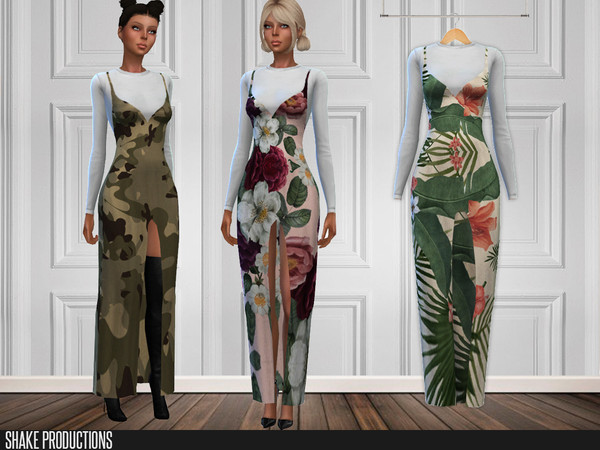 Sims 4 — ShakeProductions 252 - Dress by ShakeProductions — Full Body/Long Dresses New Mesh All LODs Handpainted 7 Colors