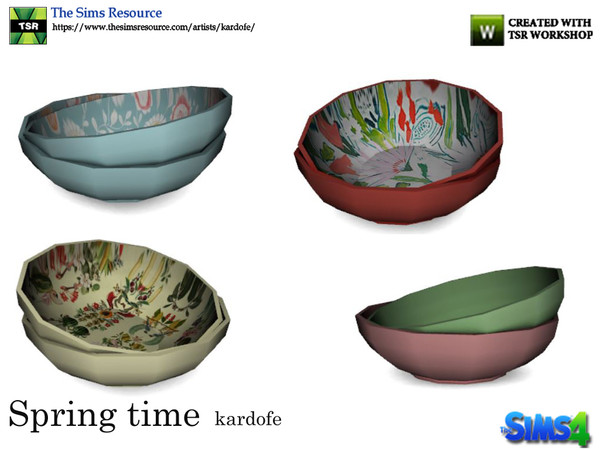 Sims 4 — kardofe_Spring time_Bowls by kardofe — Two large bowls, one inside the other, decorative, in four different