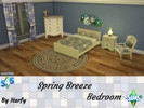Sims 4 — Spring Breeze Bedroom Set by Harfy2 — This bedroom set includes: double bed, armchair, dresser, end table and