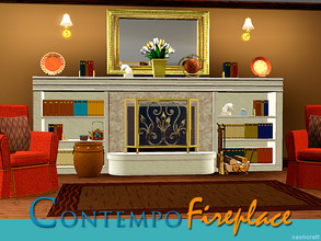 Sims 3 — Contempo Fireplace and Bookcase by Cashcraft — It's a contemporary Sims 3 set, which features a fireplace and