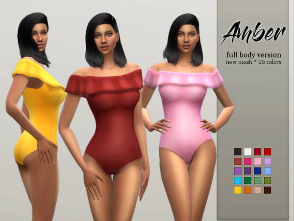 Sims 4 — Amber Bodysuit - Full Body by Sifix2 — - Full body/swimsuit - New mesh - Base game compatible - 20 colors Thanks