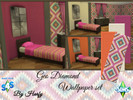 Sims 4 — Geo Diamond Wallpaper set by Harfy2 — Wallpaper with pretty colorful patterns including the solid colors that