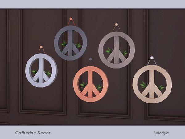 Sims 4 — Catherine Decor. Peace Wall Deco by soloriya — Peace wall deco with two small plants. Part of Catherine Decor