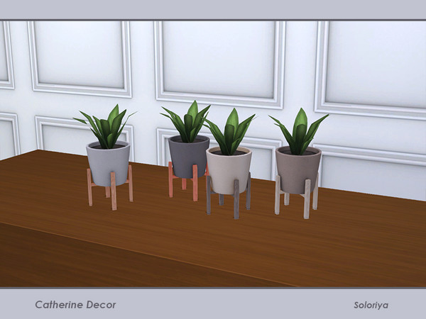 Sims 4 — Catherine Decor. Plant v1 by soloriya — Plant in a round pot. Part of Catherine Decor set. 4 color variations.