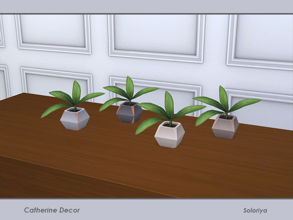 Sims 4 — Catherine Decor. Plant v2 by soloriya — Plant in a square pot. Part of Catherine Decor set. 4 color variations.