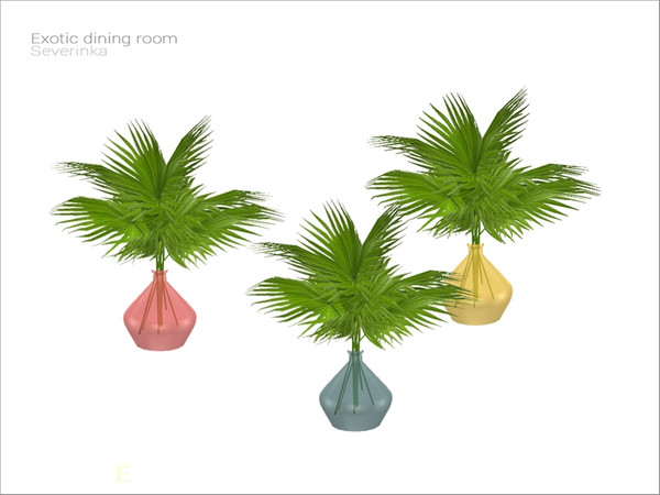Sims 4 — [Exotic dining] - vase with palm leaves by Severinka_ — Glass vase with palm leaves From the set 'Exotic dining
