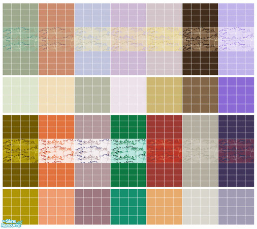 Sims 2 — Seeds Tile Set - B by s00z — 14 Tiled walls with coordinating floors. THIS SET COMES IN TWO HALVES - SEE ALSO