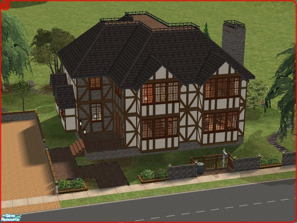 Sims 2 —  by daman19942 — Part of my Tudor set. The third of a few old fashion "stone-to-wood" tudors. Largest