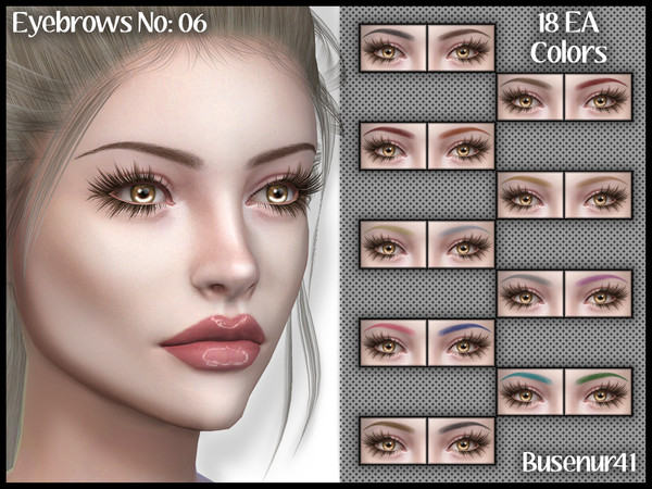 Sims 4 — [Busenur41] Eyebrows N06 by busenur41 — 18 swatches Eyebrows match with hairs (base EA Colors) HQ Texture