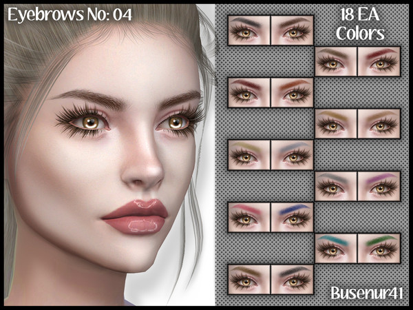 Sims 4 — [Busenur41] Eyebrows N04 by busenur41 — 18 swatches Eyebrows match with hairs (base EA Colors) HQ Texture