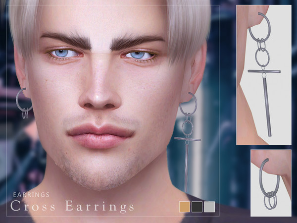 Sims 4 — [ Cross ] Earrings by Screaming_Mustard — *POLYCOUNT AMENDED* An earring set inspired by BTS. For males+females,
