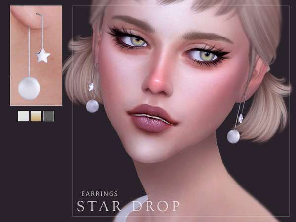 Sims 4 — [ Star Drop ] Earrings by Screaming_Mustard — *POLYCOUNT AMENDED* Cute star and pearl earrings. For