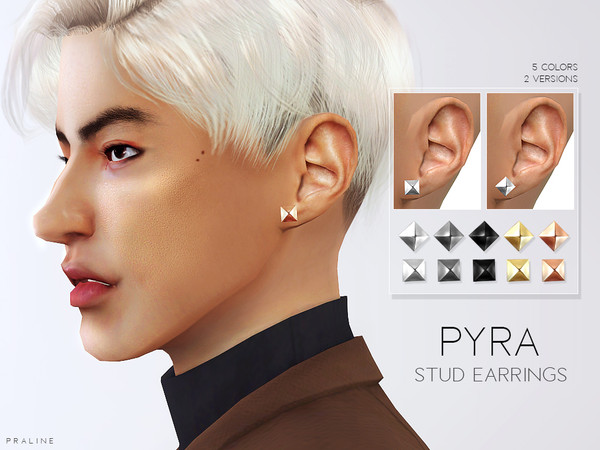 Sims 4 — Pyra Stud Earrings by Pralinesims — Earrings in 5 colors, 2 versions.