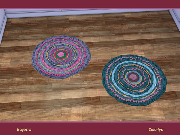 Sims 4 — Bojena. Rug by soloriya — Round colorful rug. Part of Bojena set. 2 color variations. Category: Decorative -