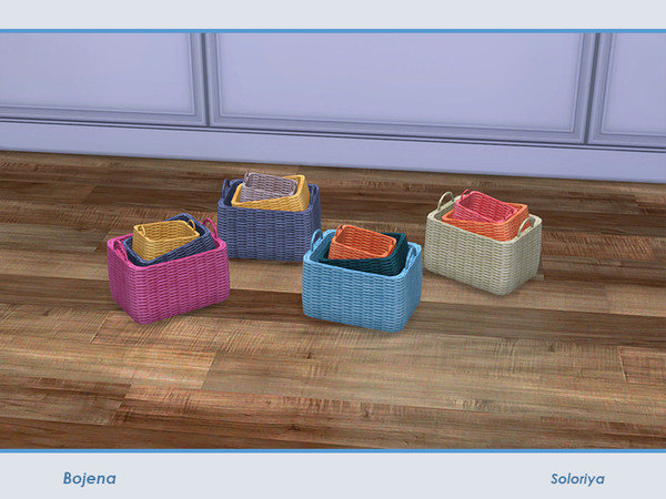Sims 4 — Bojena Decor. Baskets by soloriya — Three baskets in one mesh. Part of Bojena Decor set. 4 color variations.