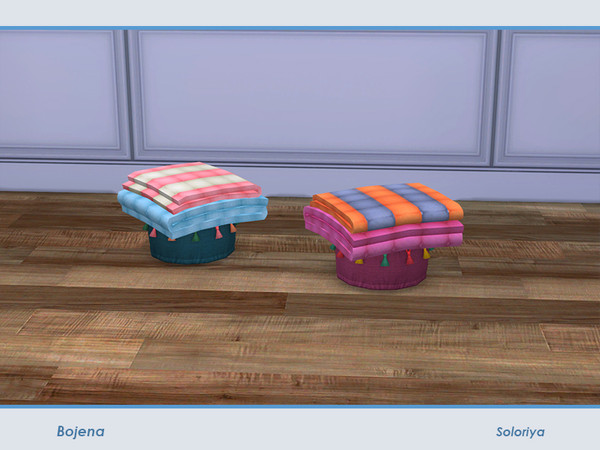Sims 4 — Bojena Decor. Decorative Pouf with Blankets by soloriya — Decorative pouf with two blankets. Part of Bojena