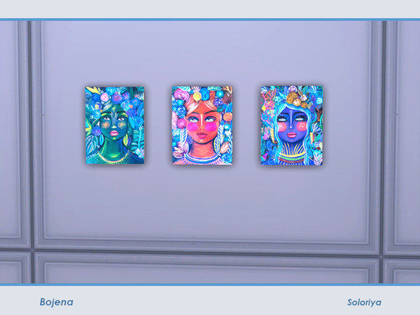 Sims 4 — Bojena Decor. Painting by soloriya — Painting with three women. Part of Bojena Decor set. 4 color variations.