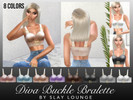 Sims 4 — Diva Buckle Bralette V1 by simslove346 — Different fabric colors with gold buckles on the front and back straps,