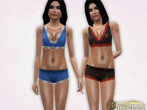Sims 3 — TEEN ~ Lace Trim Underwear Set by Harmonia — 3 color. recolorable Please do not use my textures. Please do not