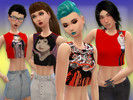 Sims 4 — Persona 5 Crop Tops by DNLX — Some crop tops with Persona 5 characters and designs.