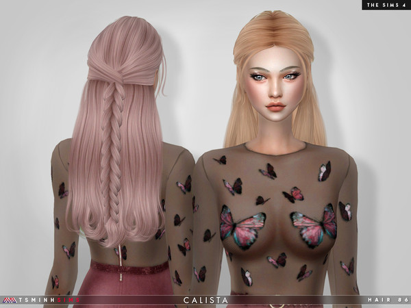 Sims 4 — Calista ( Hair 86 ) by TsminhSims — Boho hairstyle with braids in the back! Enjoy ! - New meshes - 30 solids -