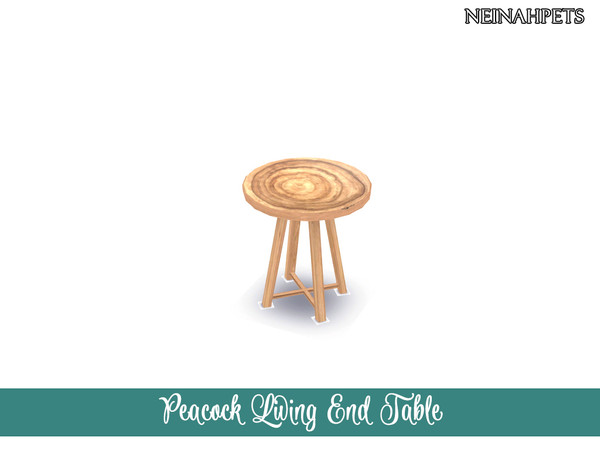 Sims 4 — Peacock Living End Table by neinahpets — Peacock Living wooden tree end table. Build / Buy category: Surfaces /