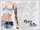 Sims 4 — Roses Tattoo by Leyzi — left arm roses and clock tattoo 2 color switches (grey and color) also avaiable for