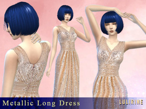 Sims 4 — [LR] Metallic Long Dress by LULIRINE — Sims 4 EA mesh 3 Colors HAVE FUN
